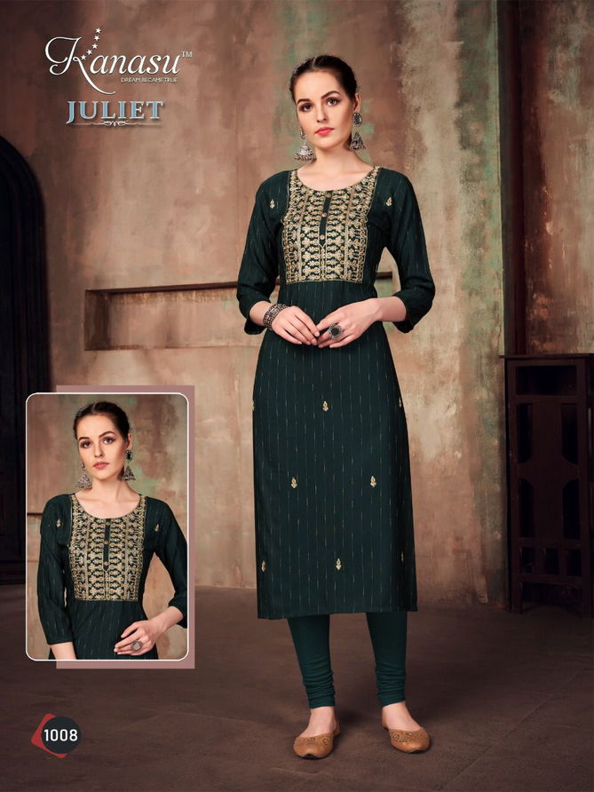 Kanasu Juliet Fancy Rayon Fancy Wear Designer Kurti Collection